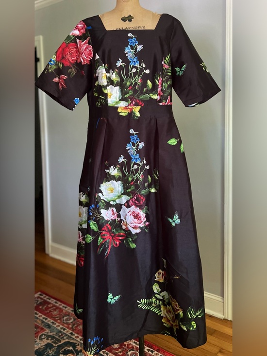 eshakti Dresses & Skirts - eShakti Black Floral & Butterfly Print Dress